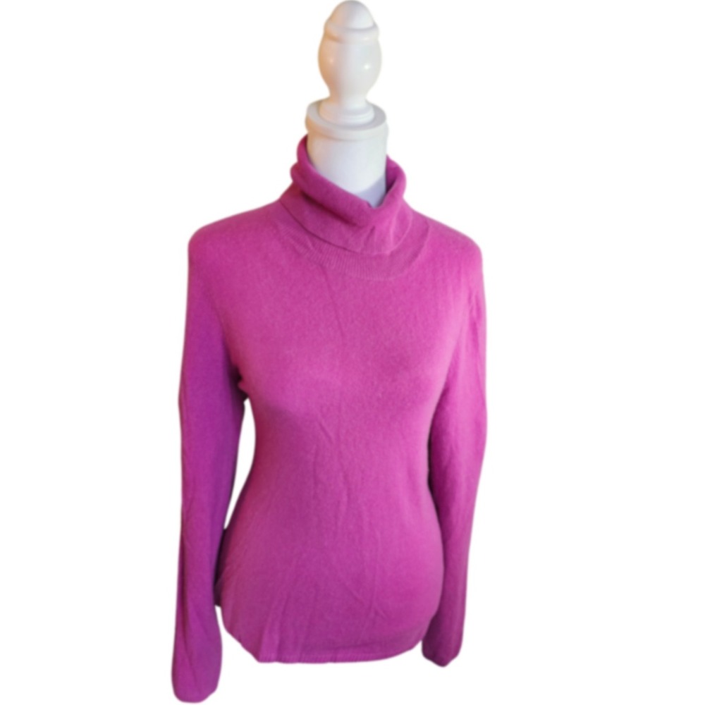 Sutton Studio Turtleneck Women XL Magenta 100% Cashmere Long Sleeve Sweater